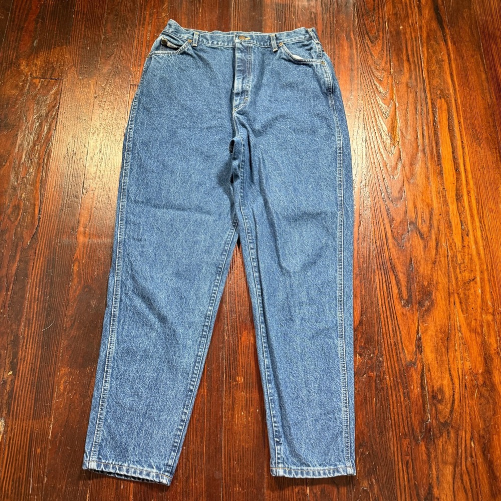 Lee Mom Jeans Womens 18 Medium Blue Vintage 90s High Waisted Tapered Made in USA